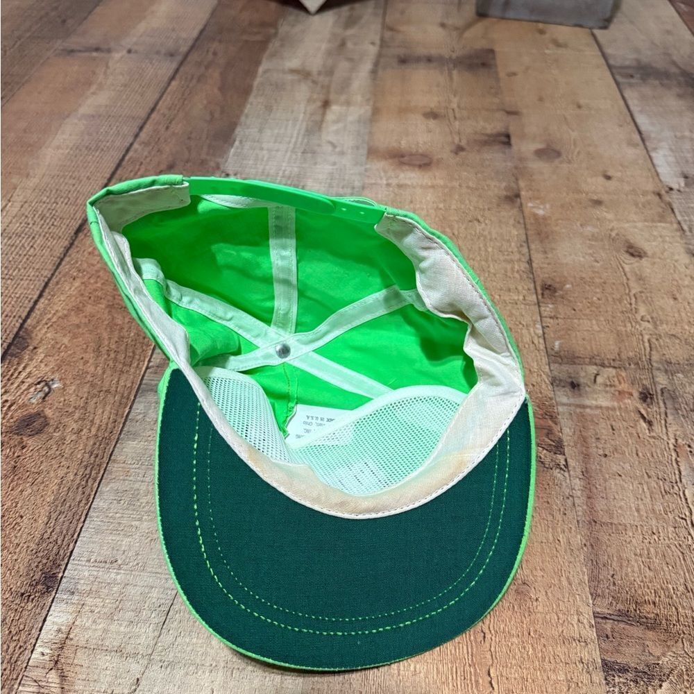 VINTAGE NEON GREEN FOLGERS RACING TEAM ADJ SNAPBACK CAP/HAT MADE IN USA - Picture 4 of 8